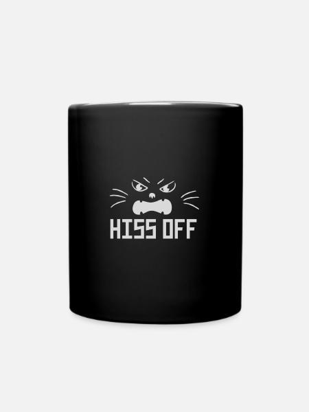 Sifflement de Funny Meow Cat - Mug uni - noir