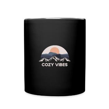 Autumn funny quote Cosy vibes blue-green brave - Full Colour Mug - black - Front