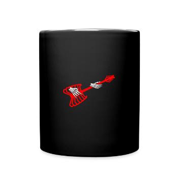 Rock & Roll Skeleton Hand & Guitar - Full Colour Mug - black - Front