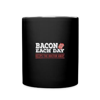Bacon A Day Funny Diet Anti-Vegan - Full Colour Mug - black - Front