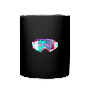 Ski ,pink,skiing,ski,rabbit,rabbit with goggles - Full Colour Mug - black - Front