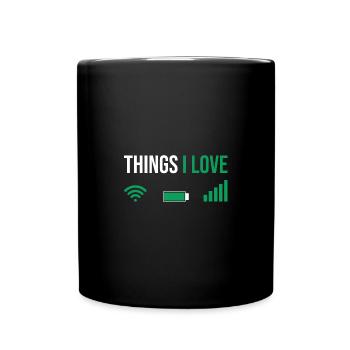 Drôles de choses que j’aime Signal de batterie Wifi - Mug uni - noir - Devant