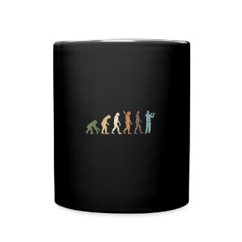 Funny Retro Evolution Of Man Flute - Full Colour Mug - black - Front