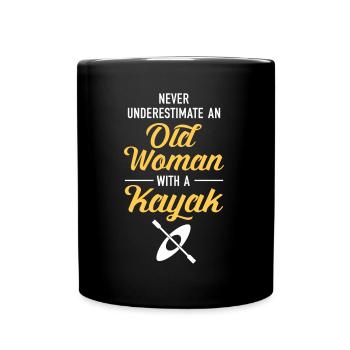Never Underestimate An Old Woman With A Kayak - Full Colour Mug - black - Front