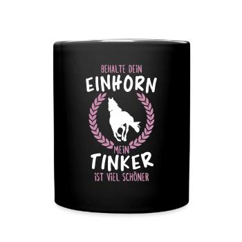 Mein Tinker ist viel Schöner Pferd Reiter Geschenk - Tasse einfarbig - Schwarz - Vorne