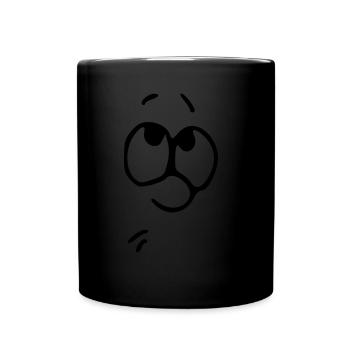 Emoji nachdenklich Skizze schwarz - Tasse einfarbig - Schwarz - Vorne