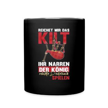 Kilt Sackpfeife Dudelsack Dudelsackspieler - Tasse einfarbig - Schwarz - Vorne