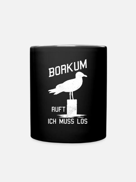 Borkum Ostfriesland Nordsee Möwe - Tasse einfarbig - Schwarz