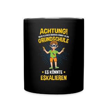 Schulanfang Einschulung 1 Klasse Grundschule - Tasse einfarbig - Schwarz - Vorne