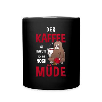 Kaffee Zubehör Koffein Getränk Wachmacher Kaffee - Tasse einfarbig - Schwarz - Vorne