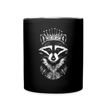 Illustration d’un raton laveur cool avec une couronne - Mug uni - noir - Devant