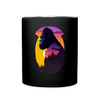 Gorilla Sunset Illustration - Mug uni - noir - Devant