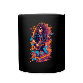 Rock Guitarist Illustration - Full Colour Mug - black - Front