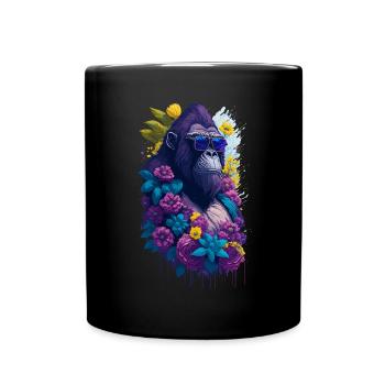 Illustration d’un gorille portant des lunettes de soleil - Mug uni - noir - Devant