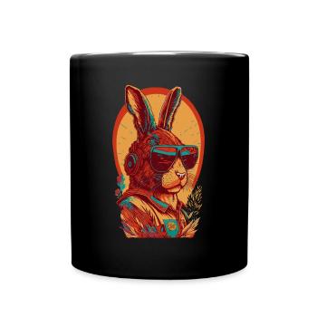 Illustration lapin avec lunettes de soleil - Mug uni - noir - Devant