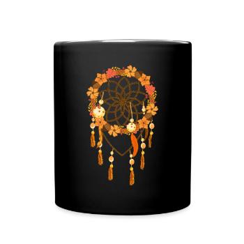 Vintage Floral Jewelry Gift Boho Dream Catcher - Full Colour Mug - black - Front