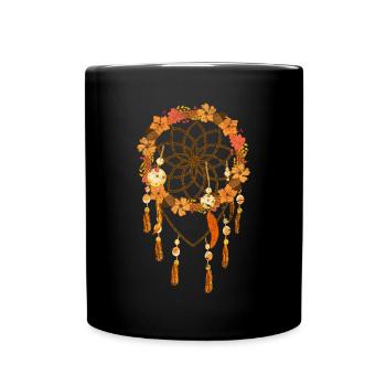 Boho Flowers Vintage Jewelry Gift Dream Catcher - Full Colour Mug - black - Front