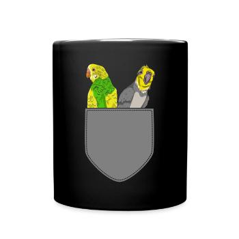 Ornithologe Vogel Geschenk Brusttasche Sittich - Tasse einfarbig - Schwarz - Vorne