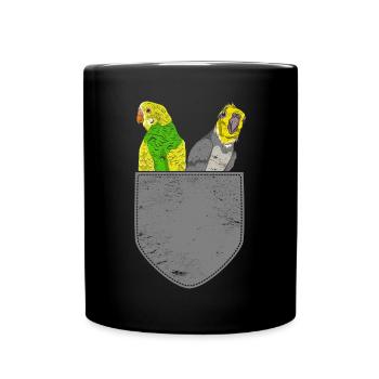 Vogelliebhaber Geschenk Süßes Brusttasche Sittich - Tasse einfarbig - Schwarz - Vorne