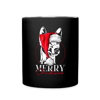 Santa Basenji Merry Christmas Hunde Wilsigns - Tasse einfarbig - Schwarz - Vorne