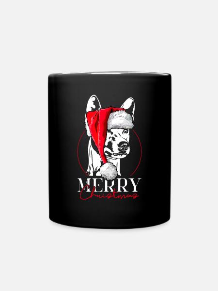 Santa Basenji Merry Christmas Hunde Wilsigns - Tasse einfarbig - Schwarz