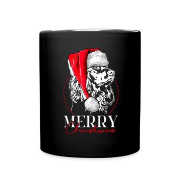 Santa German Longhair Merry Christmas Dogs - Full Colour Mug - black - Front