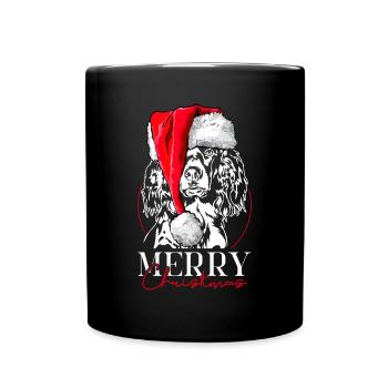 Santa Kleiner Münsterländer Merry Christmas Hunde - Tasse einfarbig - Schwarz - Vorne