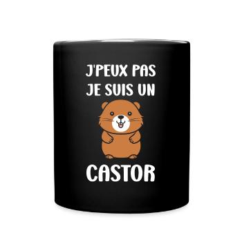 Humour petit castor - Mug uni - noir - Devant