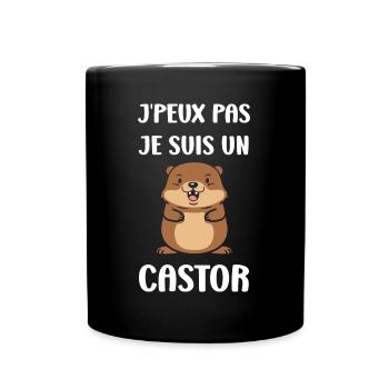 Humour petit castor - Mug uni - noir - Devant
