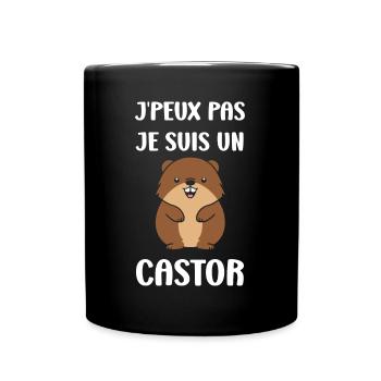 Humour petit castor - Mug uni - noir - Devant