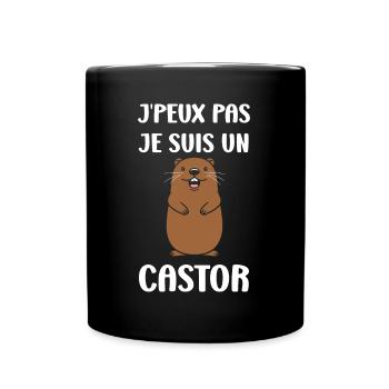 Humour petit castor - Mug uni - noir - Devant