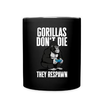 Gorillas don't die, they respawn - Tasse einfarbig - Schwarz - Vorne