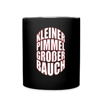 Funshirt Kleiner Pimmel großer Bauch, lustiges JGA - Tasse einfarbig - Schwarz - Vorne