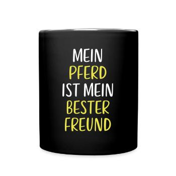 Mein Pferd ist mein bester Freund - Tasse einfarbig - Schwarz - Vorne