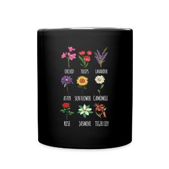 Schöne botanische Blumen Grafik Florist Geschenk - Tasse einfarbig - Schwarz - Vorne