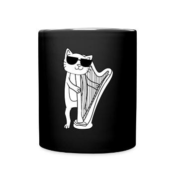 Harp Harper Harpist Musical Cat Lovers - Full Colour Mug - black - Front