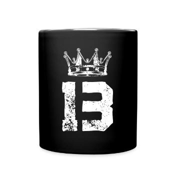 13 Zahl Krone - Tasse einfarbig - Schwarz - Vorne