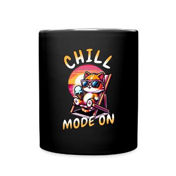 Chill Mode On - Coole Katze am Strand - Tasse einfarbig - Schwarz - Vorne