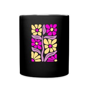 Flower Power - Tasse einfarbig - Schwarz - Vorne
