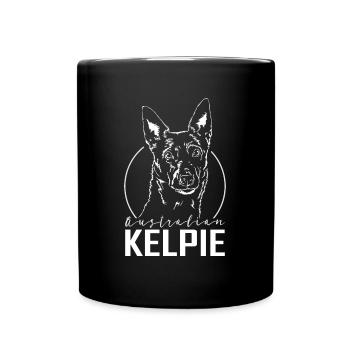 Wilsigns AUSTRALIAN KELPIE Hütehund Hundeportrait - Tasse einfarbig - Schwarz - Vorne