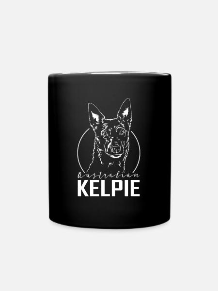 Wilsigns AUSTRALIAN KELPIE élevant un portrait de chien - Mug uni - noir
