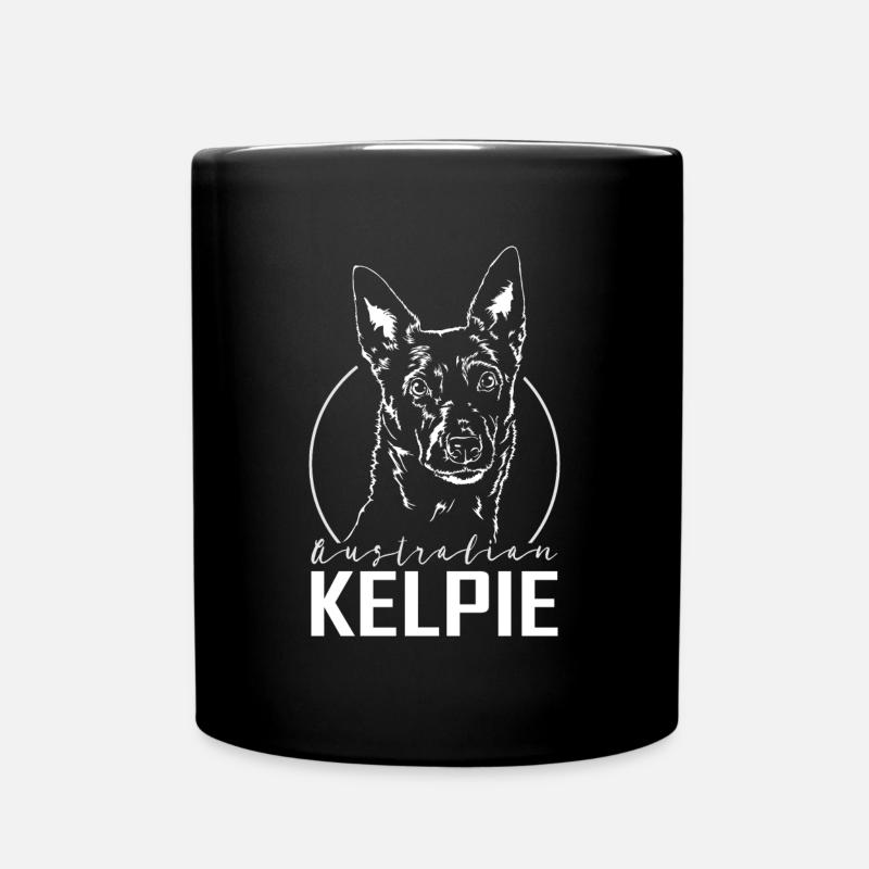 Wilsigns AUSTRALIAN KELPIE élevant un portrait de chien - Mug uni - noir