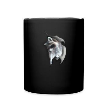 Ausbruchversuch eines Waschbären - Tasse einfarbig - Schwarz - Vorne