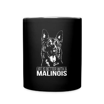 Malinois la vie est meilleure Chiens Dire Wilsigns - Mug uni - noir - Devant