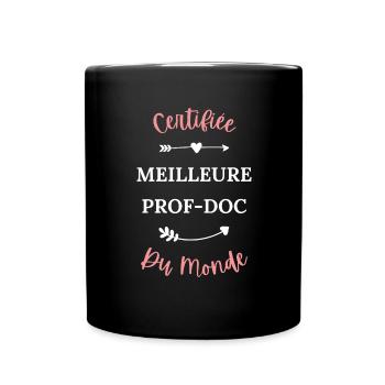 Certifiée meilleure prof doc du monde - Mug uni - noir - Devant