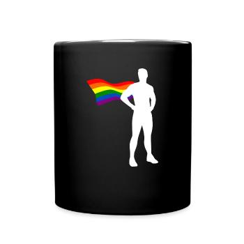 LGBT Flagge Superheld Schwul CSD Pride Queer - Tasse einfarbig - Schwarz - Vorne