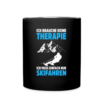 Skifahren Skifahrer Skiurlaub Ski Wintersport - Tasse einfarbig - Schwarz - Vorne