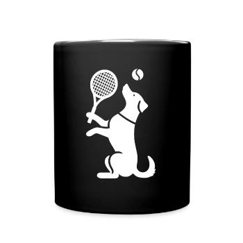 Hund Tennis Silhouette Minimalistisch - Tasse einfarbig - Schwarz - Vorne