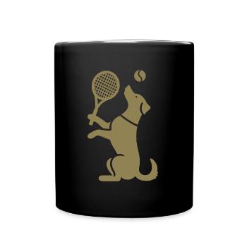 Hund Tennis Silhouette Minimalistisch - Tasse einfarbig - Schwarz - Vorne