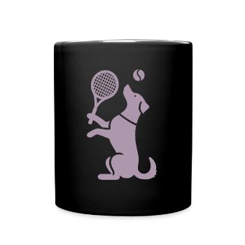 Hund Tennis Silhouette Minimalistisch - Tasse einfarbig - Schwarz - Vorne